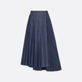 迪奥/Dior 不对称半裙 蓝色棉质牛仔布 252J19A3573_X5670_T34