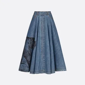 迪奥/Dior 半裙 蓝色轻盈棉质牛仔布超大茹伊印花图案 252J27Y3584_X5887_T34