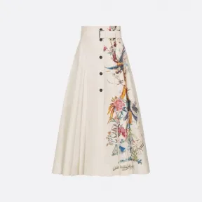 迪奥/Dior 系扣半裙 米白色棉质和桑蚕丝混纺府绸多色 Dior Jardin d'Hiver 图案 257J98A3125_X0810_T34