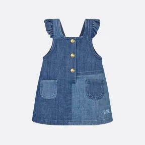 迪奥/Dior 婴幼儿背心裙 蓝色棉质混纺牛仔拼接 2WBM32DRSB_Y533_T12M