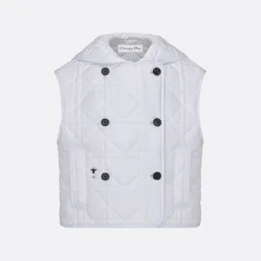 迪奥/Dior 无袖短款背心 白色绗缝塔夫绸科技面料超大藤格纹图案 317G19A2827_X0100_T34