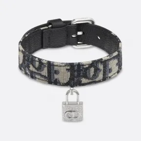 迪奥/Dior 黑色与米色 Dior Oblique 图案提花狗狗项圈 4373PLYSE-H05E