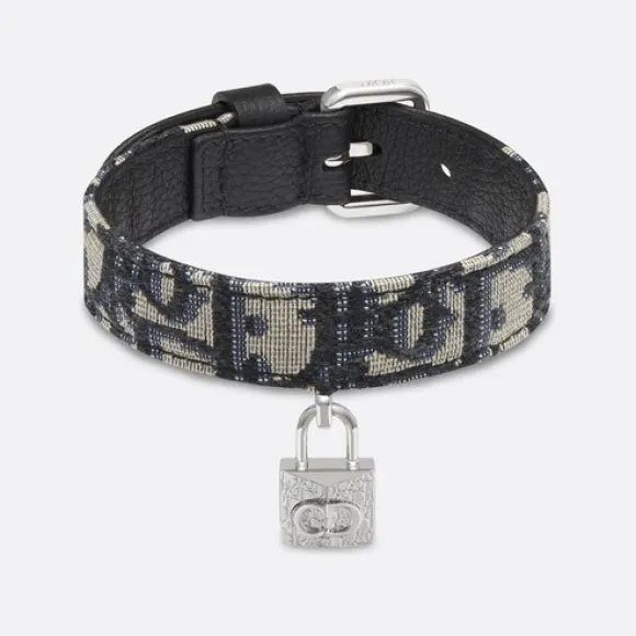 迪奥/Dior 黑色与米色 Dior Oblique 图案提花狗狗项圈 4373PLYSE-H05E