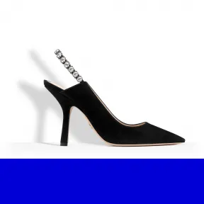 迪奥/Dior 黑色丝绒小牛皮和莱茵石高跟鞋 KCC213VVV S900
