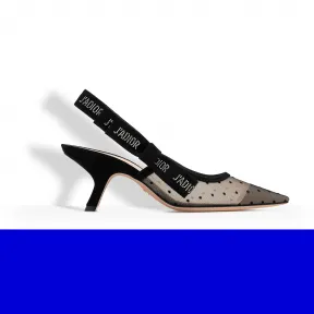 迪奥/Dior 裸色和黑色浮纹提花与莱茵石高跟鞋 KCC227PSS S14U