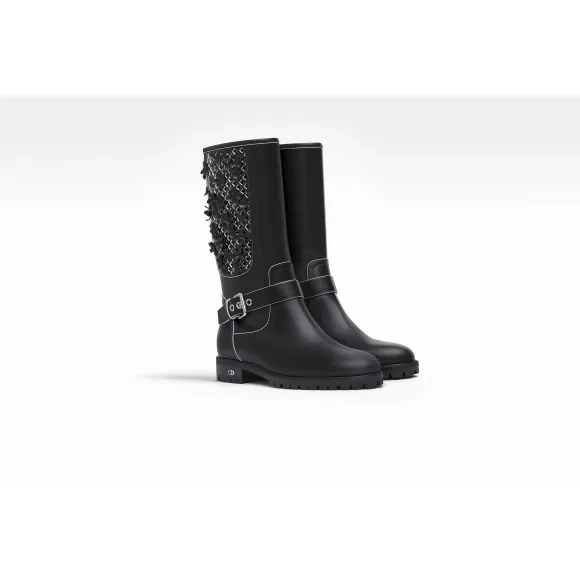 迪奥/Dior 黑色光滑小牛皮和nappa皮革骑士靴 KCI336CAN S900