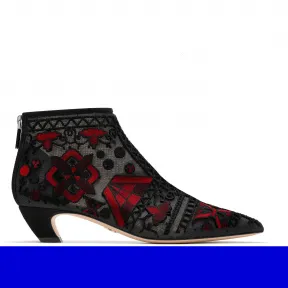 迪奥/Dior 浮纹提花珠罗纱和刺绣短靴 KCM177GEE S20R