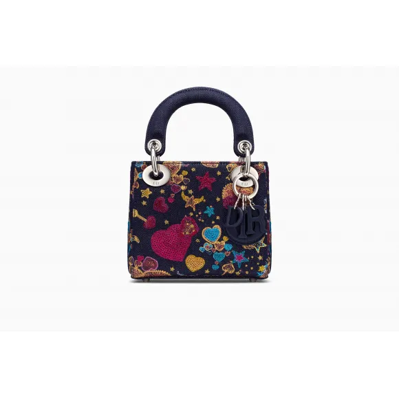 迪奥/Dior  Lady Dior 亮片牛仔布Nano手提包 M0514PJSV M928