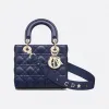迪奥/Dior 小号 Lady Dior My ABCDior 手袋 靛蓝色羊皮革藤格纹 M0538OCAL_M85B_TU
