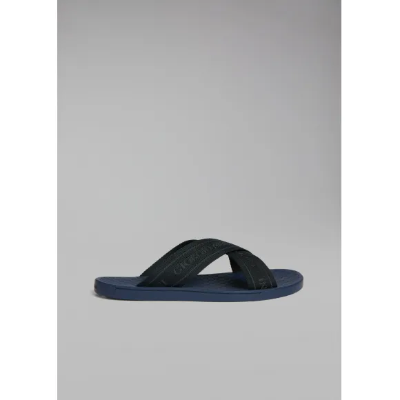 乔治阿玛尼/Giorgio Armani 徽标织物饰带人字拖搭配皮革细节 11510817xk