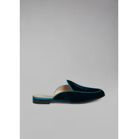 乔治阿玛尼/Giorgio Armani 对比滚边与 GA 徽标刺绣天鹅绒便鞋 11535574mp