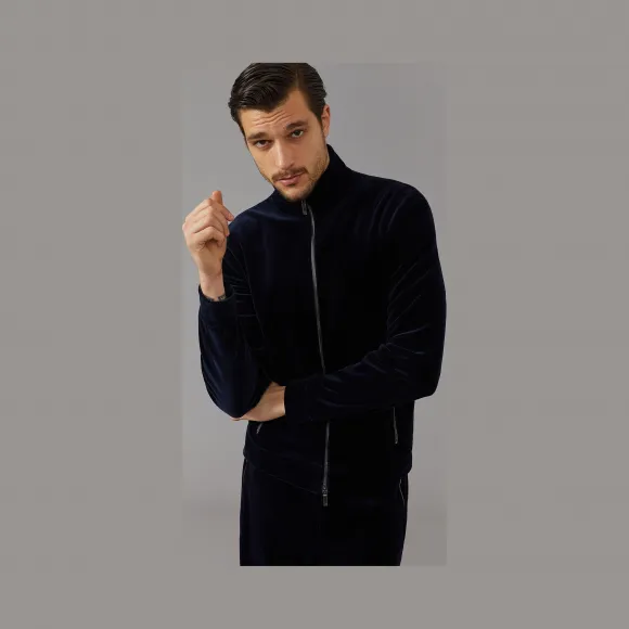 乔治阿玛尼/Giorgio Armani 全拉链棉质丝绒卫衣 12193195la