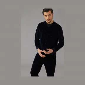 乔治阿玛尼/Giorgio Armani 同色系刺绣徽标款丝绒卫衣 12193197eg