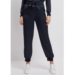 安普里奥·阿玛尼/Emporio Armani 徽标饰带抽绳缎面慢跑裤 13321511fc