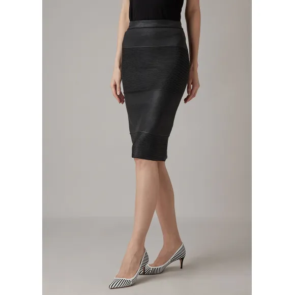 乔治阿玛尼/Giorgio Armani 皮革效果层压印花楼梯布筒裙 35407703aj