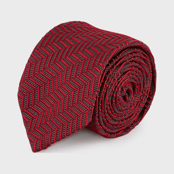 乔治阿玛尼/Giorgio Armani 几何图案真丝领带 46654395ub