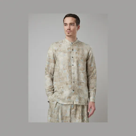 乔治阿玛尼/Giorgio Armani 几何纹铜氨丝标准版型衬衫 38828090iu