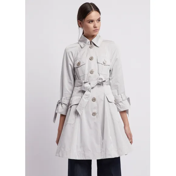 安普里奥·阿玛尼/Emporio Armani 衣袖蝴蝶结塔夫绸风衣 41885265ds