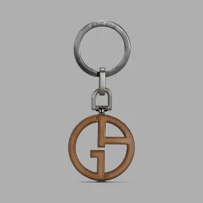 乔治阿玛尼/Giorgio Armani GA 徽标皮革钥匙扣 46623996ea