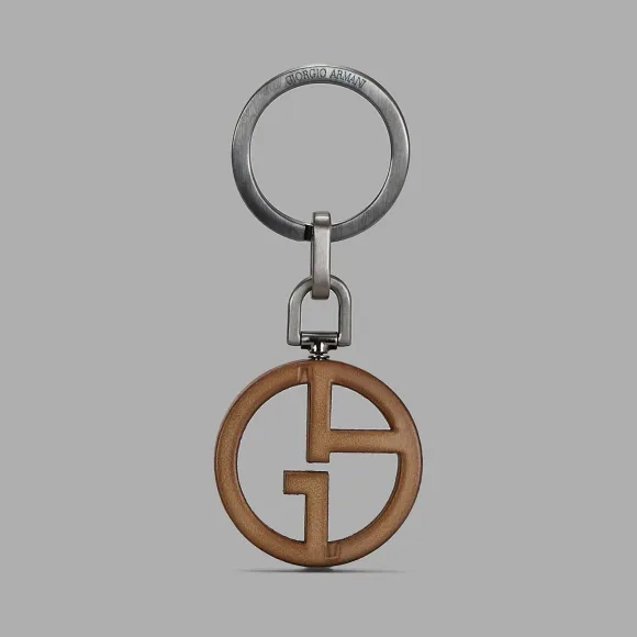 乔治阿玛尼/Giorgio Armani GA 徽标皮革钥匙扣 46623996ea