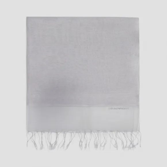 安普里奥·阿玛尼/Emporio Armani 边缘流苏网纱披肩 46629154is