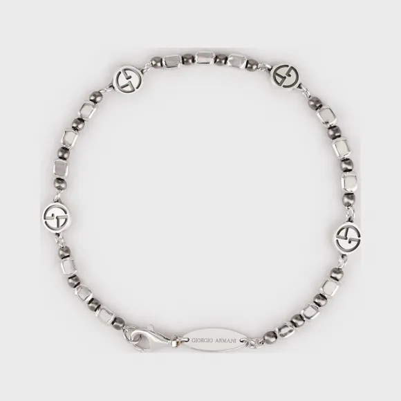 乔治阿玛尼/Giorgio Armani GA 银质标识皮制手链 50231092bq