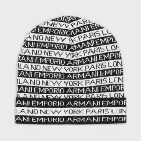安普里奥·阿玛尼/Emporio Armani 采用通体鹰标设计的提花针织贝雷帽 46660544hg