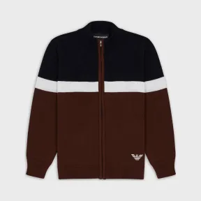 安普里奥·阿玛尼/Emporio Armani 混合羊毛色块连帽拉链开衫 39994008pp