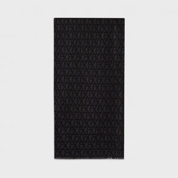 乔治阿玛尼/Giorgio Armani 通体标识羊毛和真丝围巾 46654710av