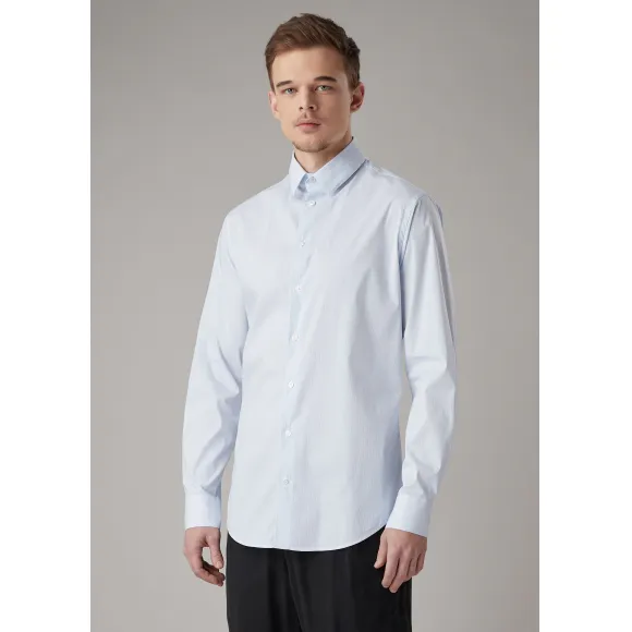 乔治阿玛尼/Giorgio Armani 条纹米通条布修身版型衬衫 38818605bu