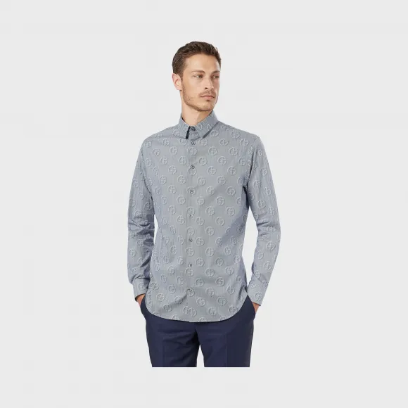 乔治阿玛尼/Giorgio Armani 标准版型人字纹面料带标识褶饰衬衫 38857500rq