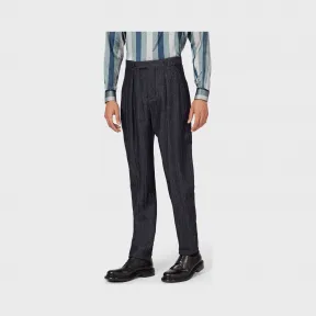 乔治阿玛尼/Giorgio Armani 亚麻和羊绒牛仔布效果人字纹长裤 13365990sn