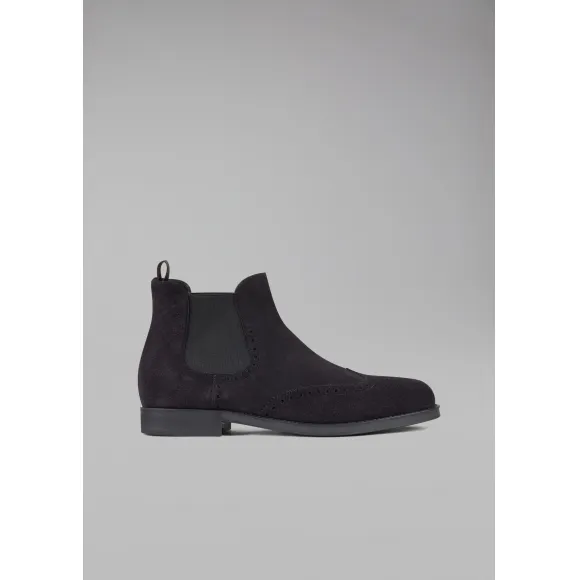 乔治阿玛尼/Giorgio Armani 冲孔与燕尾雕花装饰绒面革披头士靴 11545096qo