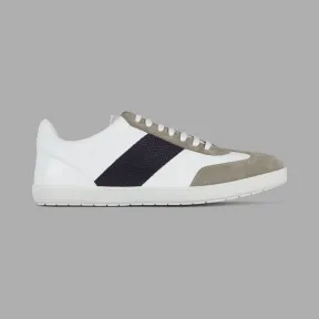 乔治阿玛尼/Giorgio Armani 绒面革细节和梭织人字纹饰带皮革运动鞋 11617852ao