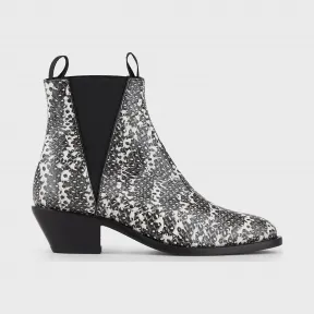 安普里奥·阿玛尼/Emporio Armani 德州风蟒蛇纹印花皮革短靴 11746960pf