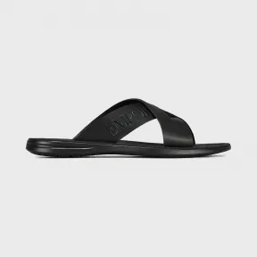 安普里奥·阿玛尼/Emporio Armani 带 Emporio Armani 标识交叉系带皮革人字拖 11518718nn