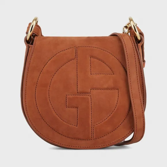 乔治阿玛尼/Giorgio Armani 立体 GA 徽标款皮革圆形斜挎包 45480863kv