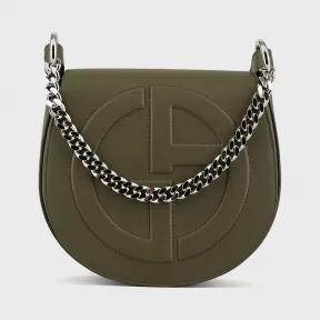 乔治阿玛尼/Giorgio Armani 立体 GA 徽标款皮革圆形斜挎包 45473972ns