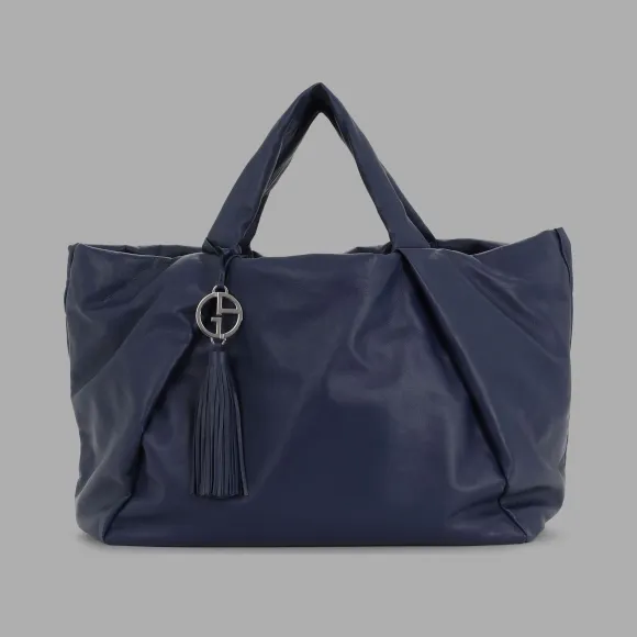 乔治阿玛尼/Giorgio Armani 内缝线外饰的皮革购物包 55017633ds