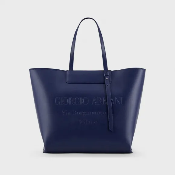 乔治阿玛尼/Giorgio Armani 同系配色压印徽标皮革小号购物包 45470695gm