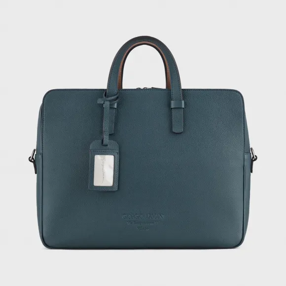 乔治阿玛尼/Giorgio Armani 全粒面小牛皮竖向公文包 45473468nc