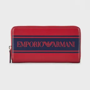 安普里奥·阿玛尼/Emporio Armani 标识饰带人造纳帕皮全拉链钱包 46664003cs
