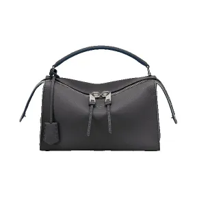 芬迪/Fendi LEI BAG SELLERIA_灰色罗马皮革波士顿包 8BL137 NDU F0QN0