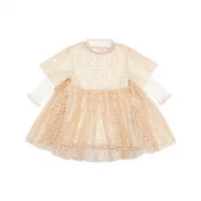 芬迪/Fendi 婴儿套裙 - 粉红色薄纱及针织婴儿套裙 BFB431ALN6F1IHD