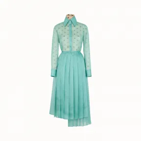 芬迪/Fendi 女士 蓝绿色透明硬纱裙装 FDA617A8GLF18DV