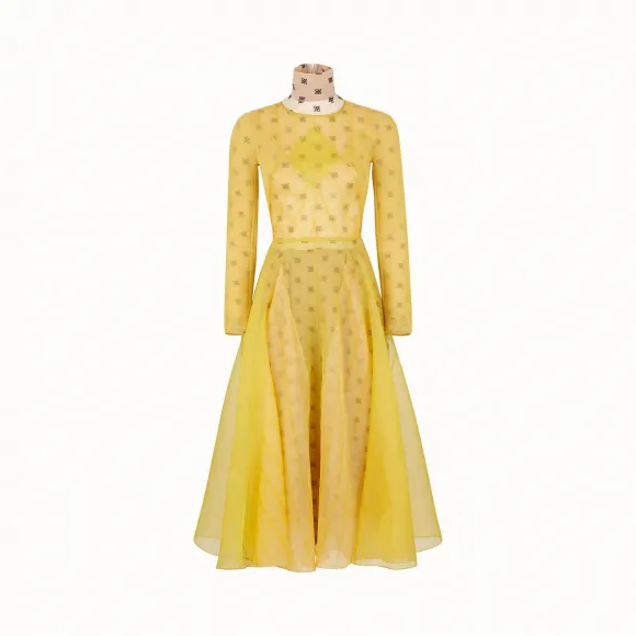 芬迪/Fendi 女士 黄色透明硬纱裙装 FDA660A8GLF18DQ