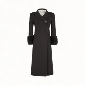 芬迪/Fendi 大衣_黑色羊毛大衣 FF8426 W1D F0ZNJ