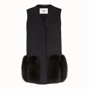 芬迪/Fendi 背心_黑色羊毛背心 FF8523 W1D F0ZNJ