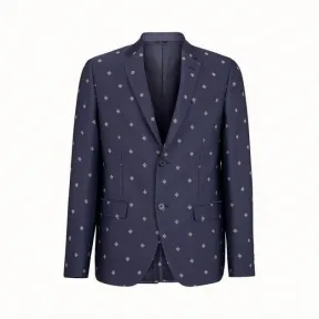 芬迪/Fendi 黑色羊毛、棉和真丝休闲西装 FJ0853AANAF0QG0