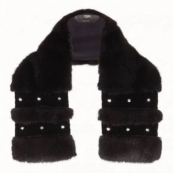 芬迪/Fendi 衣领_黑色貂毛领 FNG488 A6G GF0GME